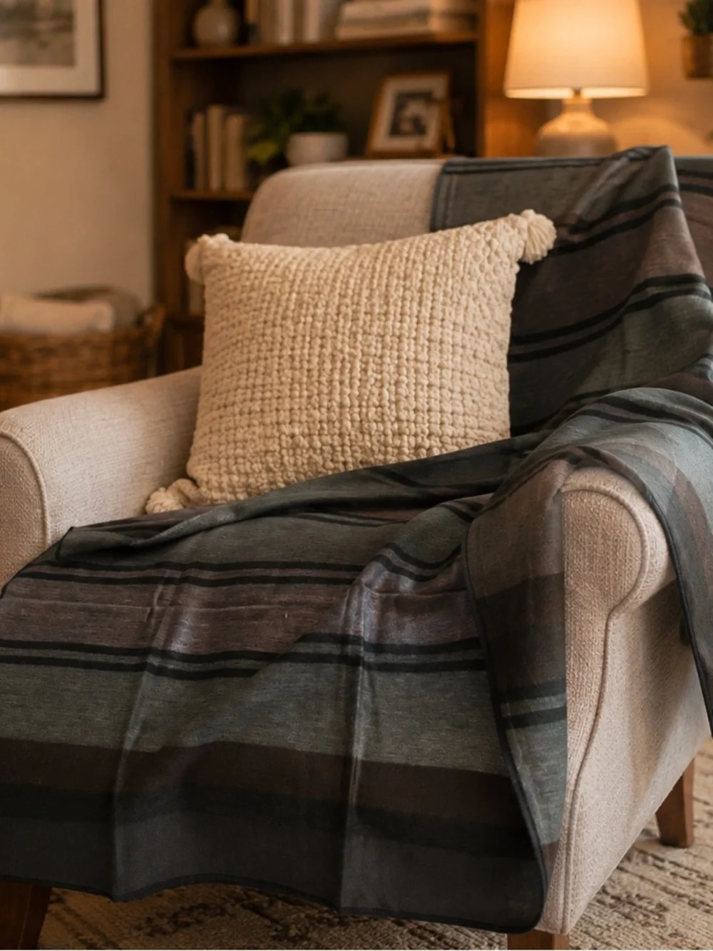 New Alpaca Striped Cozy Throw Blanket